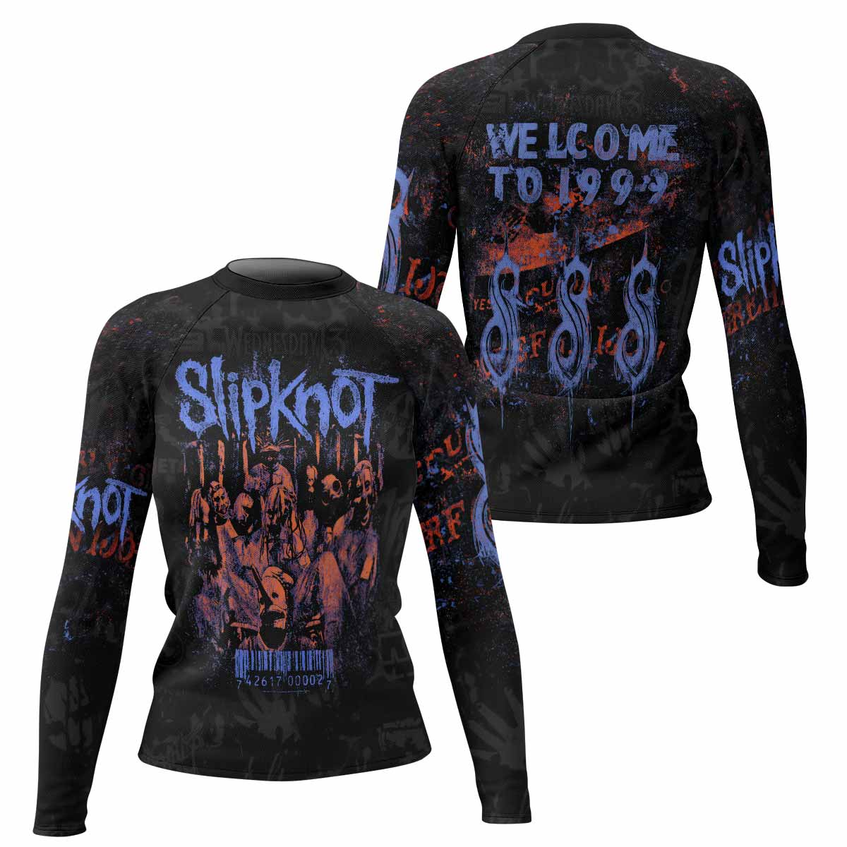Slipknot Welcome To 1999 Women's Rash Guard Long Sleeve - front and back view