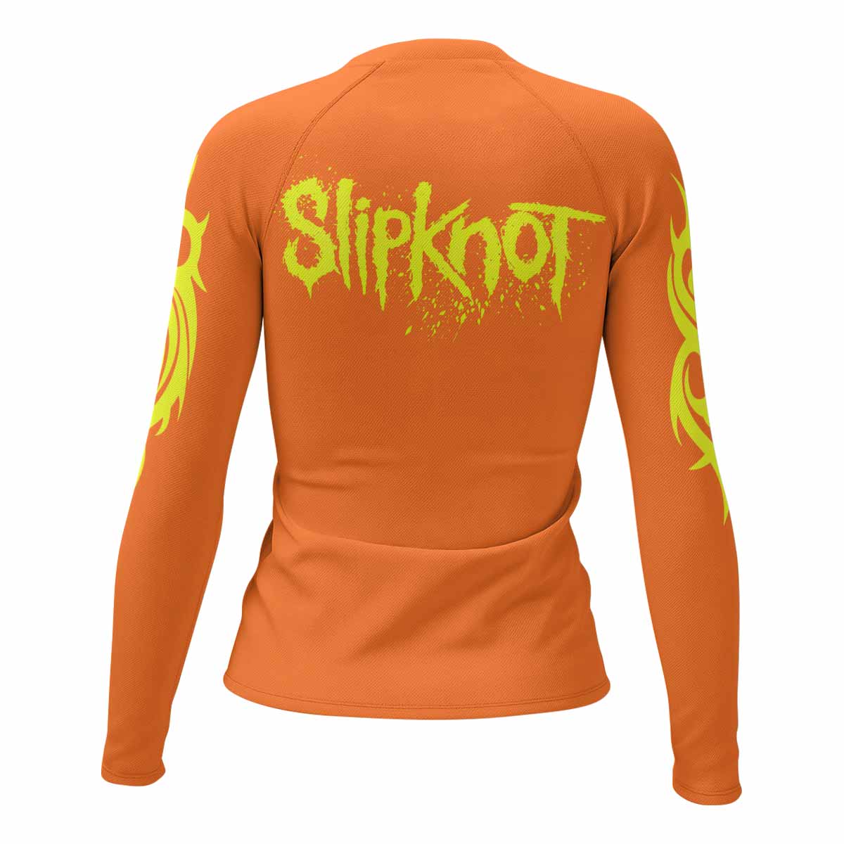 Slipknot Splatter Orange Women's Rash Guard Long Sleeve - back view mockup