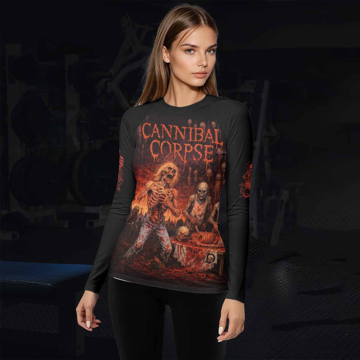 Cannibal Corpse Eaten Back to Life Women's Rash Guard Long Sleeve - lifestyle view