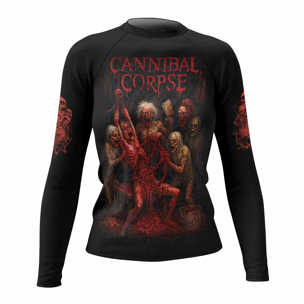 Butchered at Birth Cannibal Corpse Women's Rash Guard Long Sleeve - front view mockup