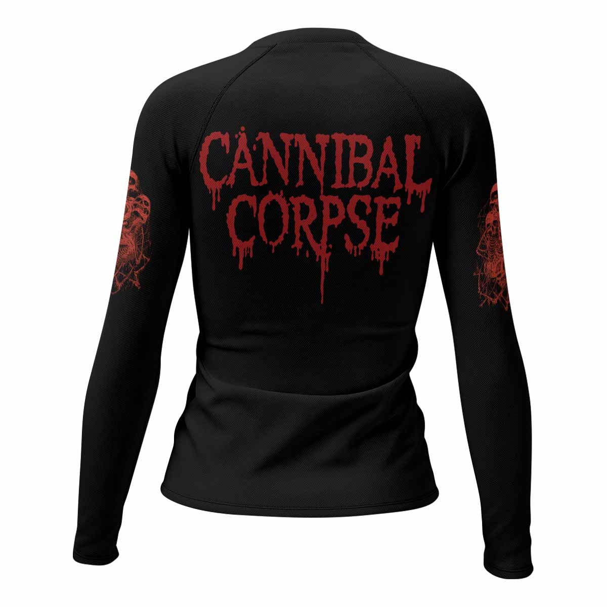 Butchered at Birth Cannibal Corpse Women's Rash Guard Long Sleeve - back view mockup
