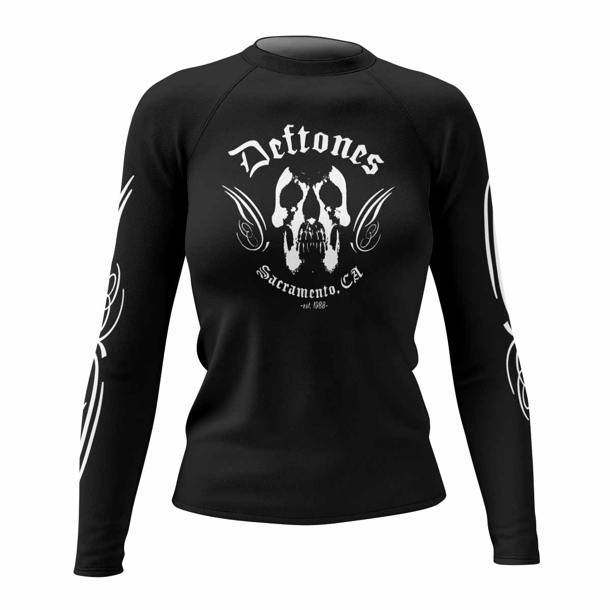 Deftones Sacramento Women's Rash Guard Long Sleeve - front view mockup