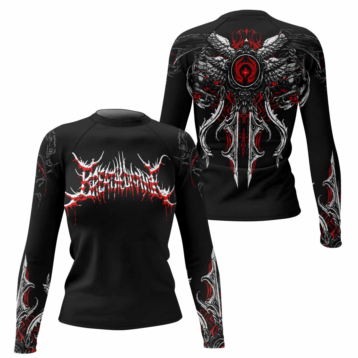 Crimson Seraphim Women's Rash Guard Long Sleeve - front and back view