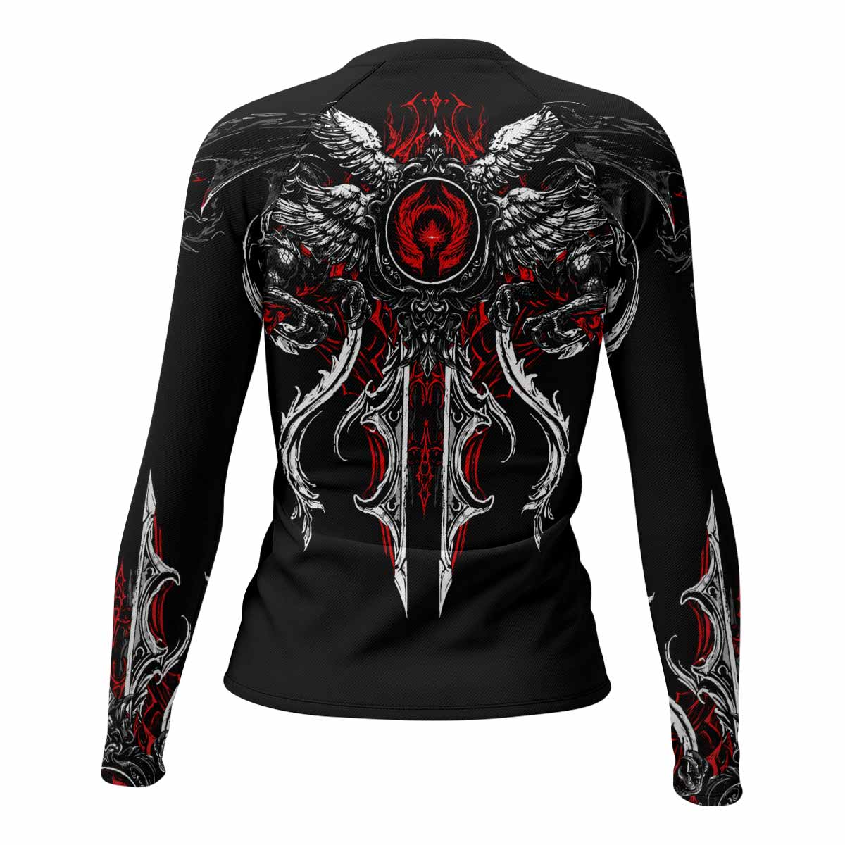 Crimson Seraphim Women's Rash Guard Long Sleeve - back view mockup