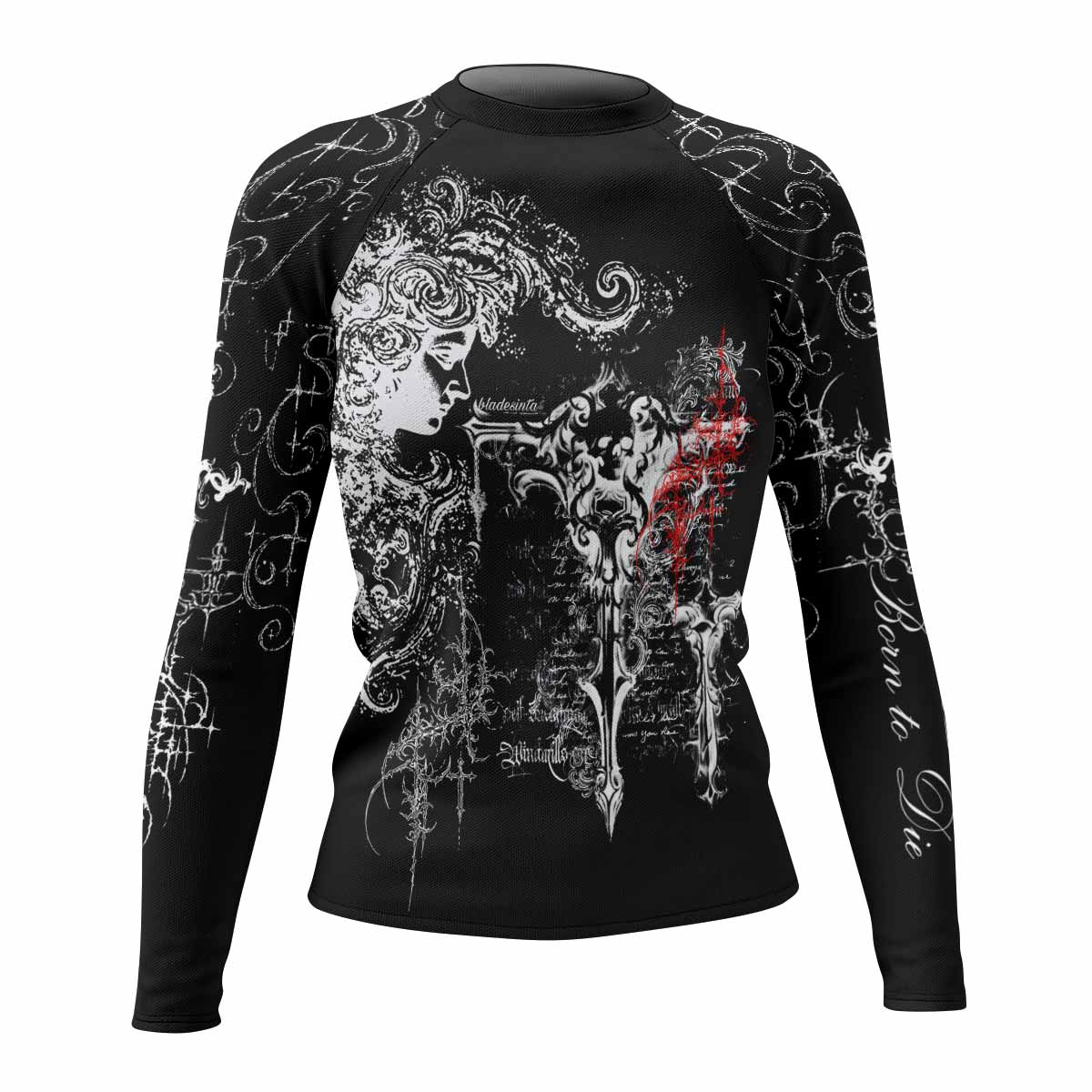 Born to Die Women's Rash Guard Long Sleeve - front view mockup