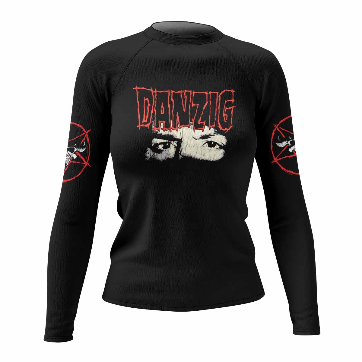 Danzig Deth Red Sabaoth Women's Rash Guard Long Sleeve - front view mockup
