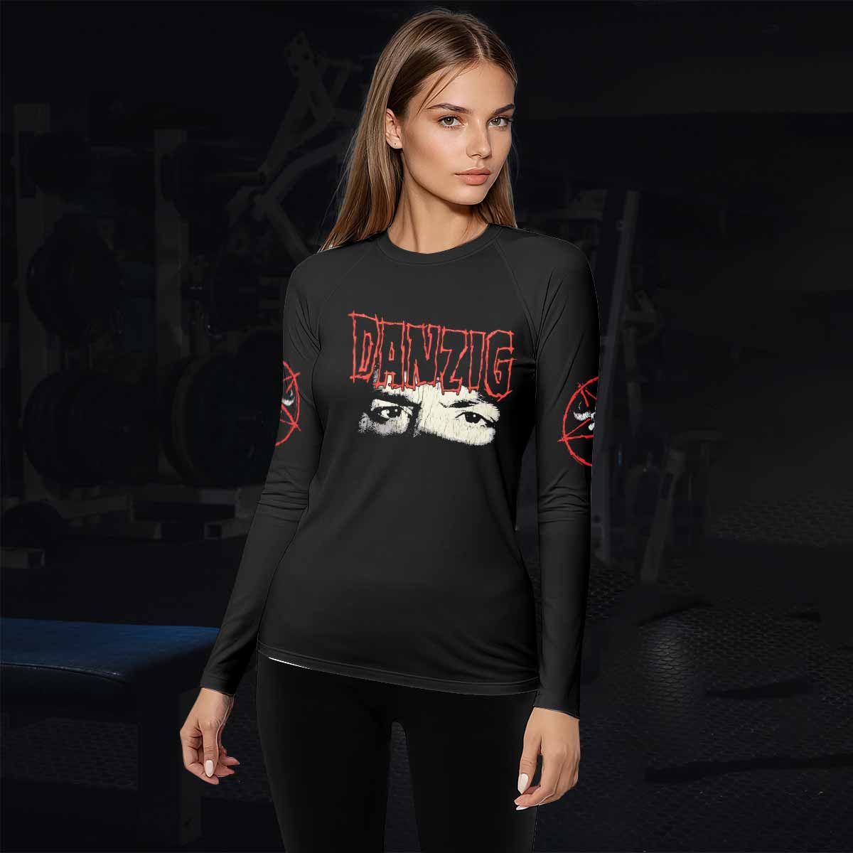 Danzig Deth Red Sabaoth Women's Rash Guard Long Sleeve - lifestyle view
