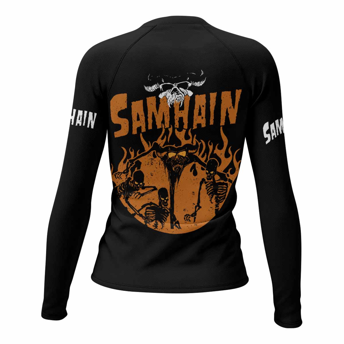 Samhain Horror Punk Women's Rash Guard Long Sleeve - back view mockup
