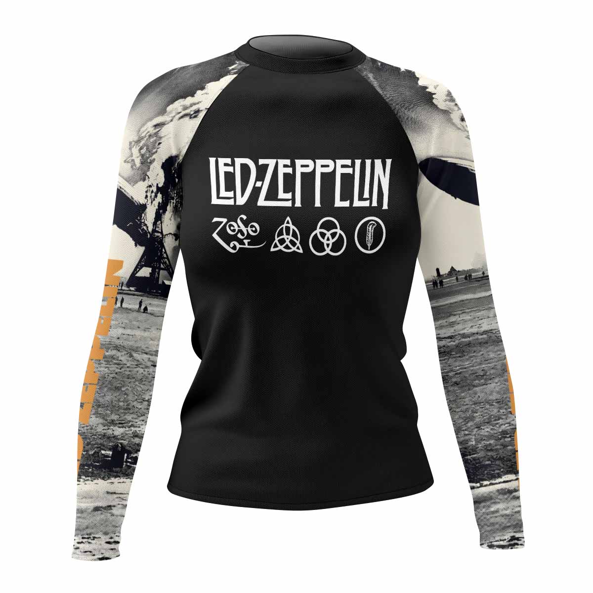 Led Zeppelin Women's Rash Guard Long Sleeve - front view mockup
