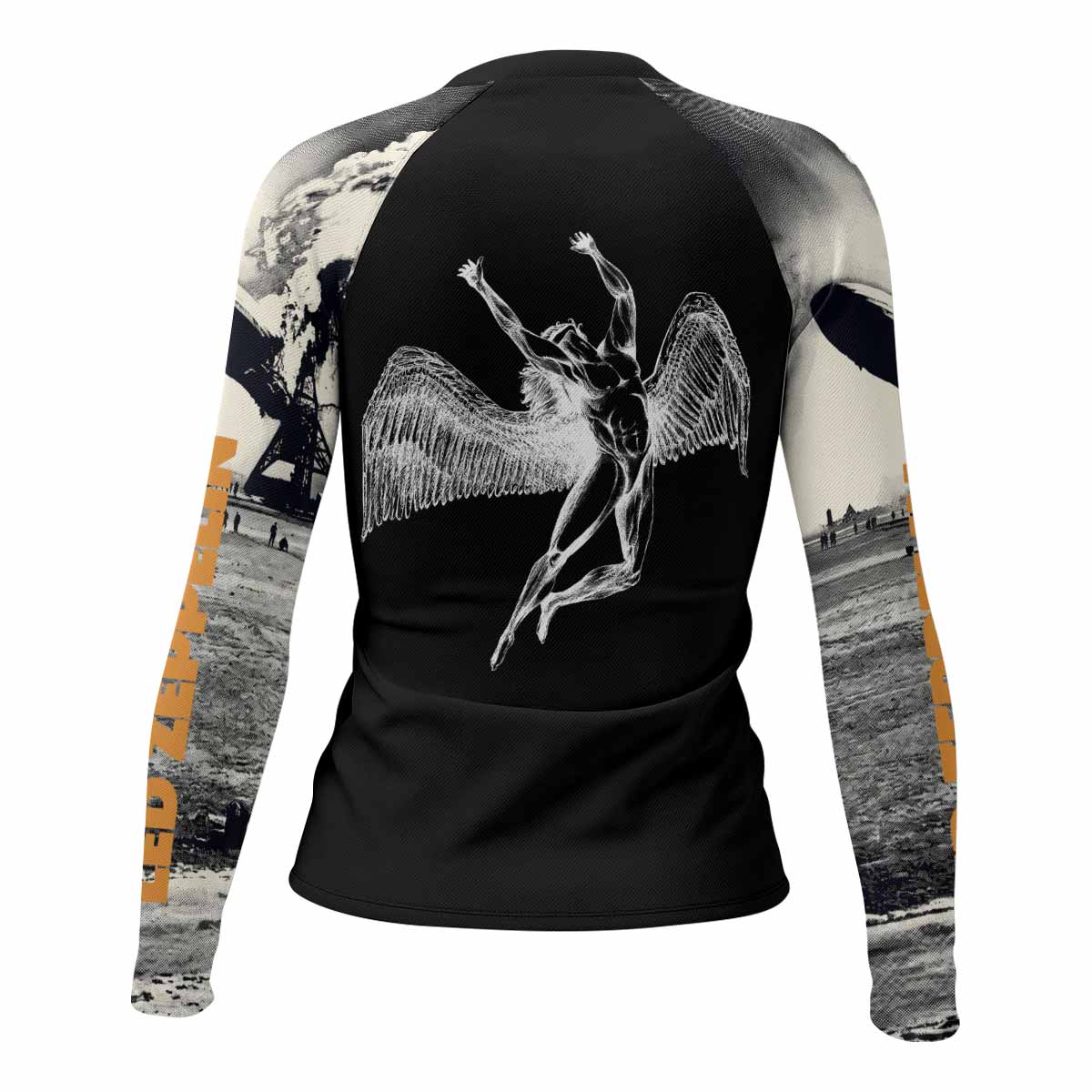 Led Zeppelin Women's Rash Guard Long Sleeve - back view mockup