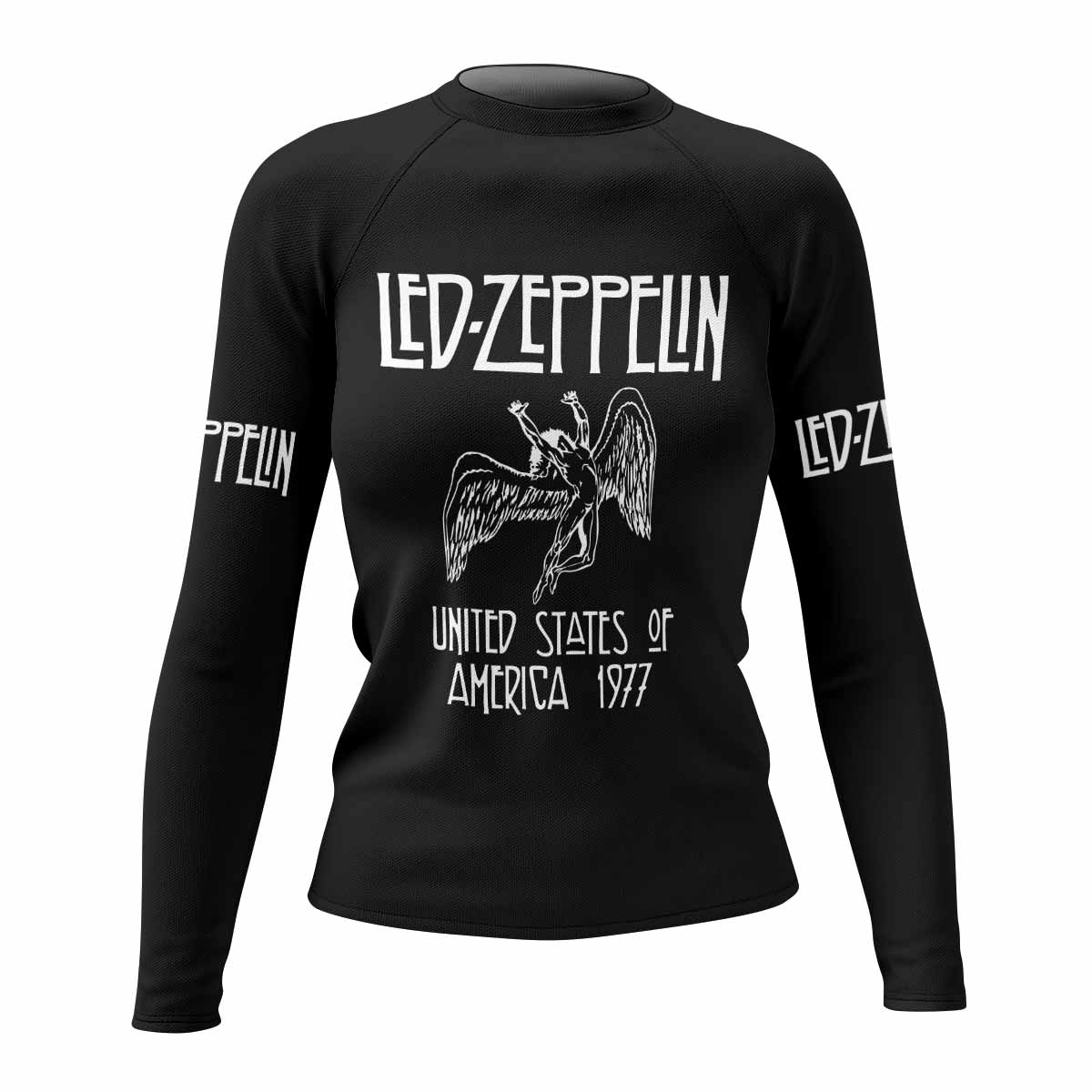 Led Zeppelin North American Tour 1977 Women's Rash Guard Long Sleeve - front view mockup