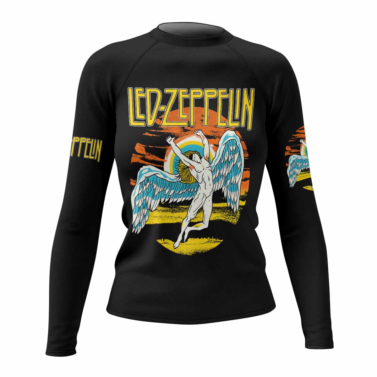 Led Zeppelin North American Tour 1975 Women's Rash Guard Long Sleeve - front view mockup