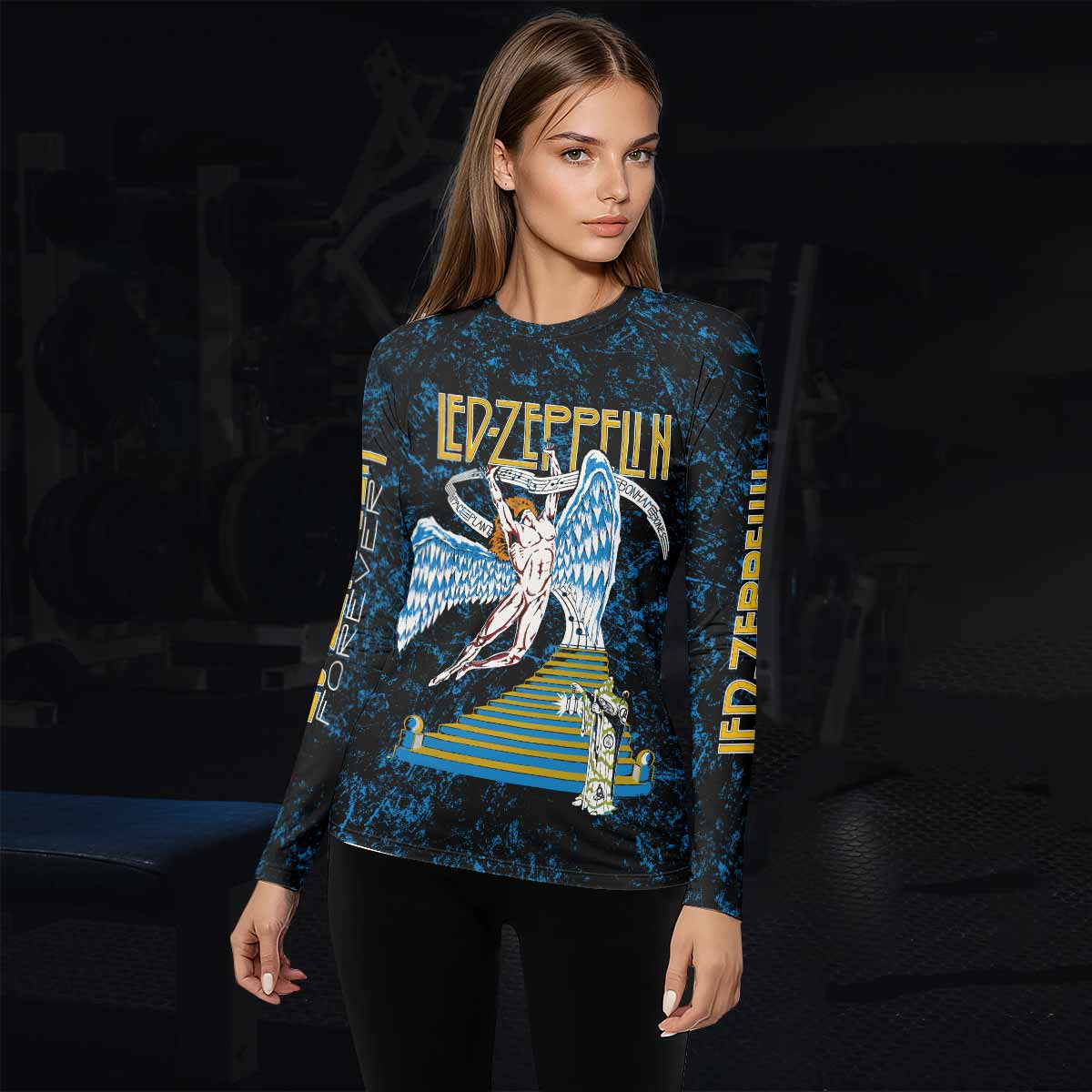 Led Zeppelin Swan Song Women's Rash Guard Long Sleeve - lifestyle view