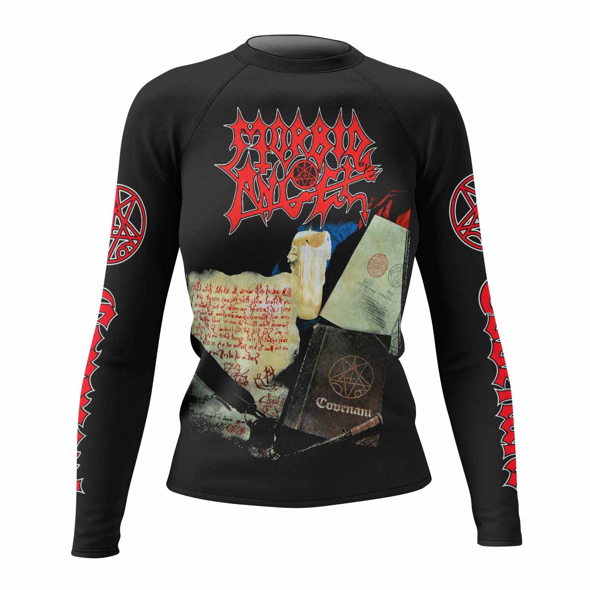 Morbid Angel Covenant Women's Rash Guard Long Sleeve - front view mockup