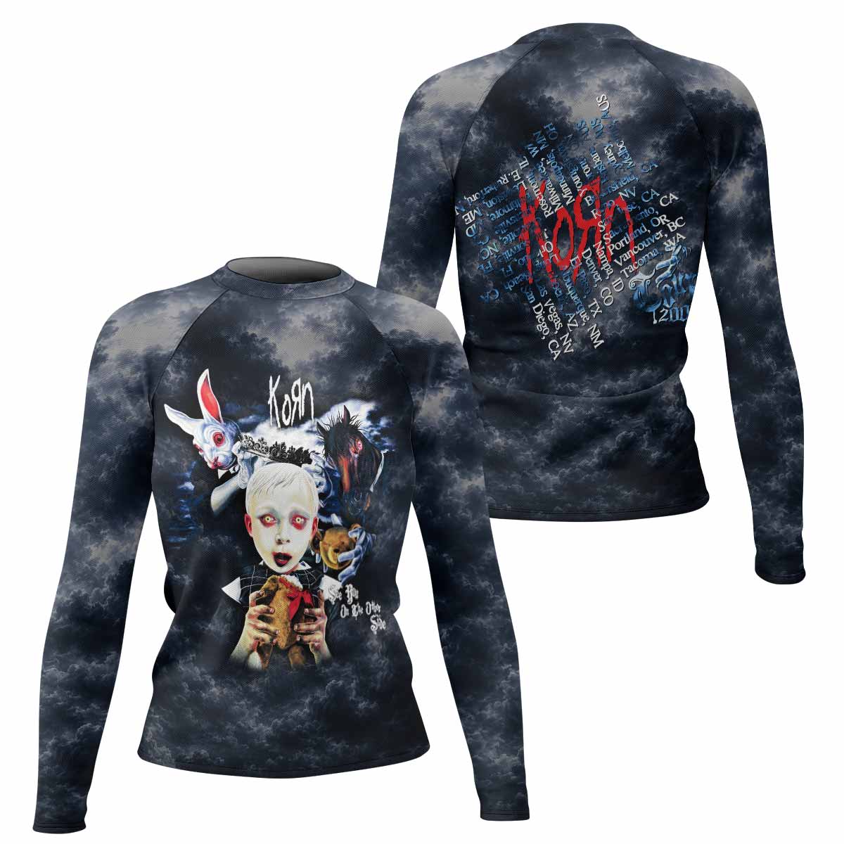 Korn See You On The Other Side Women's Rash Guard Long Sleeve - front and back view