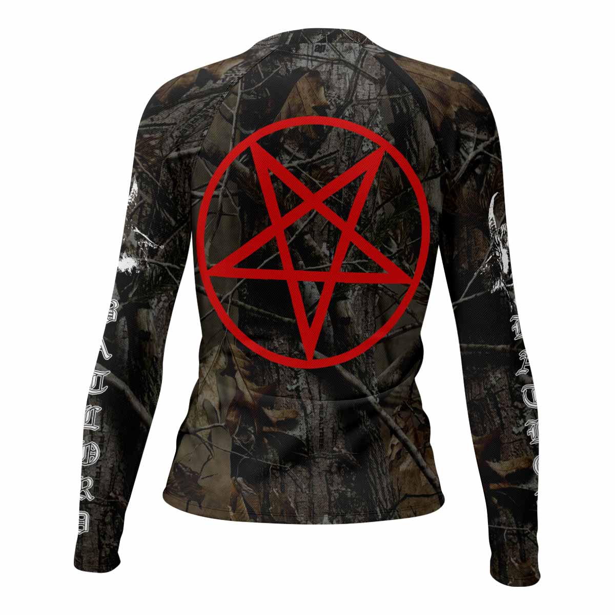 Bathory Sigil of Baphomet Women's Rash Guard Long Sleeve - back view mockup