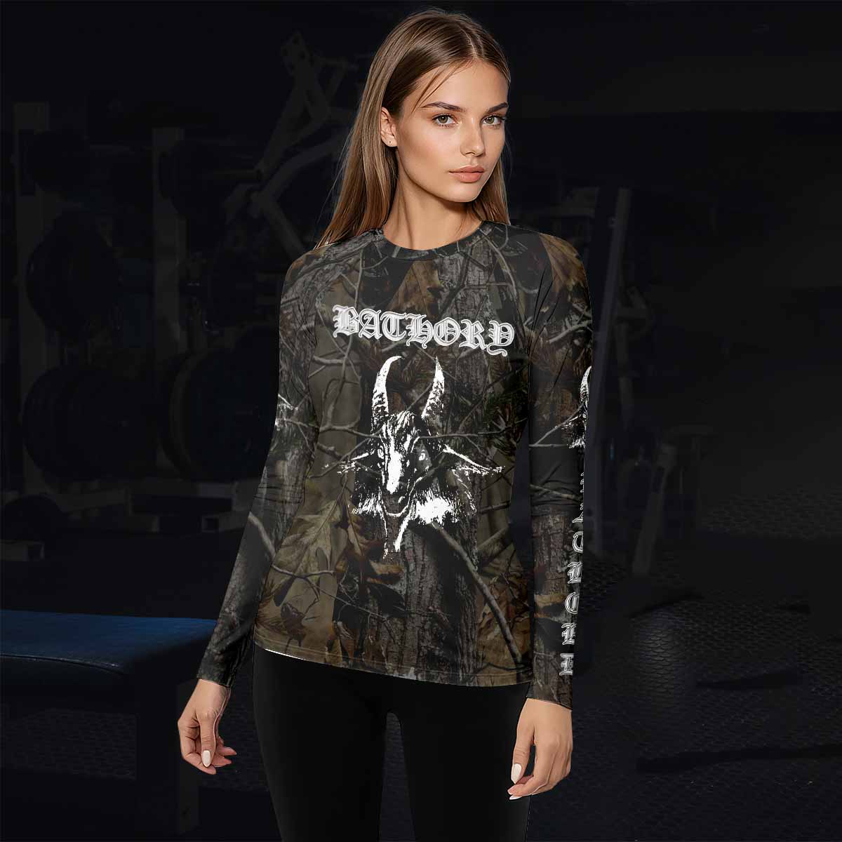 Bathory Sigil of Baphomet Women's Rash Guard Long Sleeve - lifestyle view