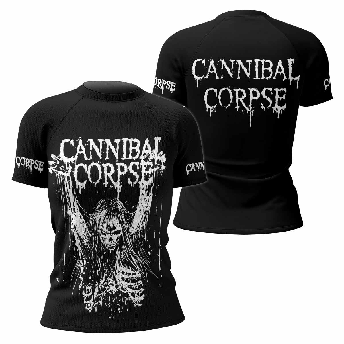 Cannibal Corpse Women's Rash Guard Short Sleeve - front and back view