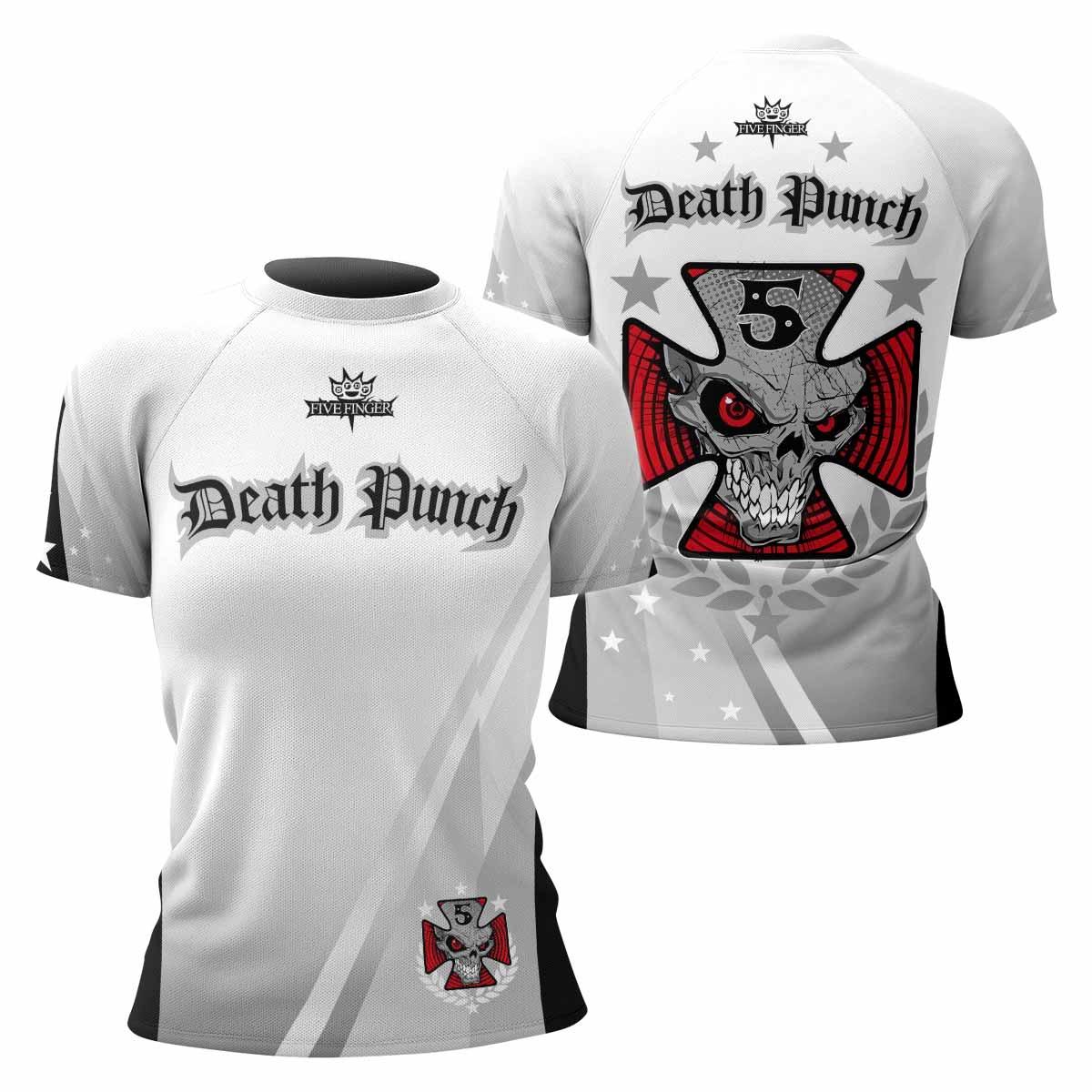 Death Punch Women's Rash Guard Short Sleeve - front and back view