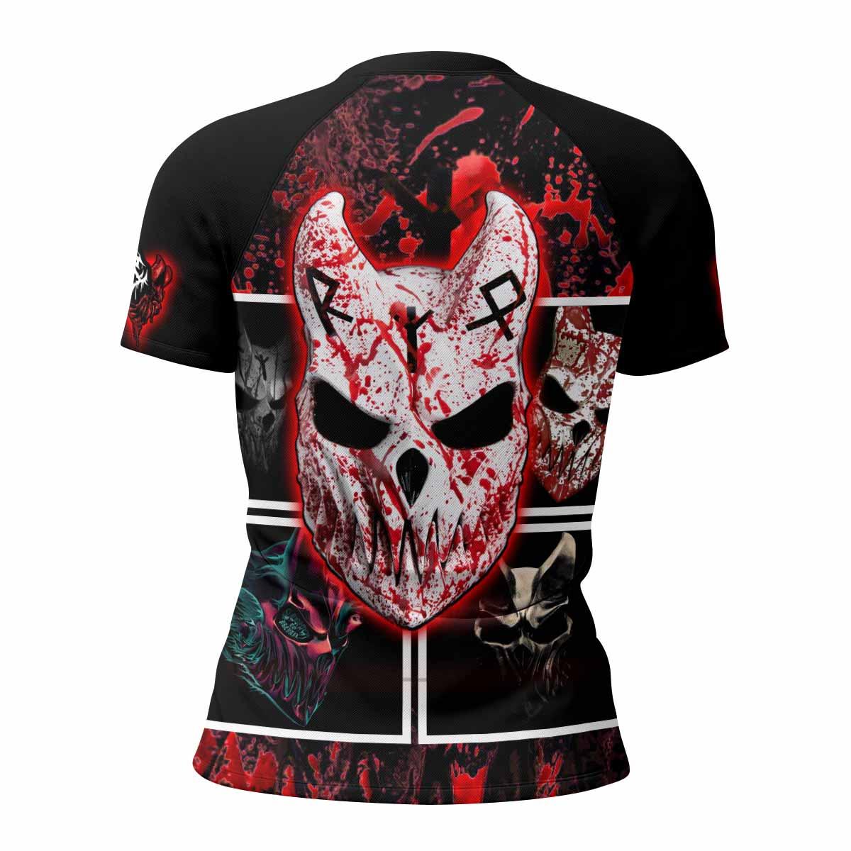 Slaughter to Prevail Women's Rash Guard Short Sleeve - back view mockup
