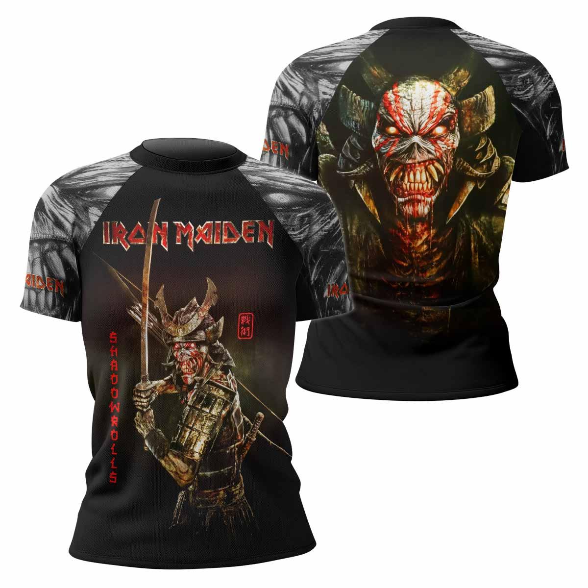 Iron Maiden Samurai Women's Rash Guard Short Sleeve - front and back view