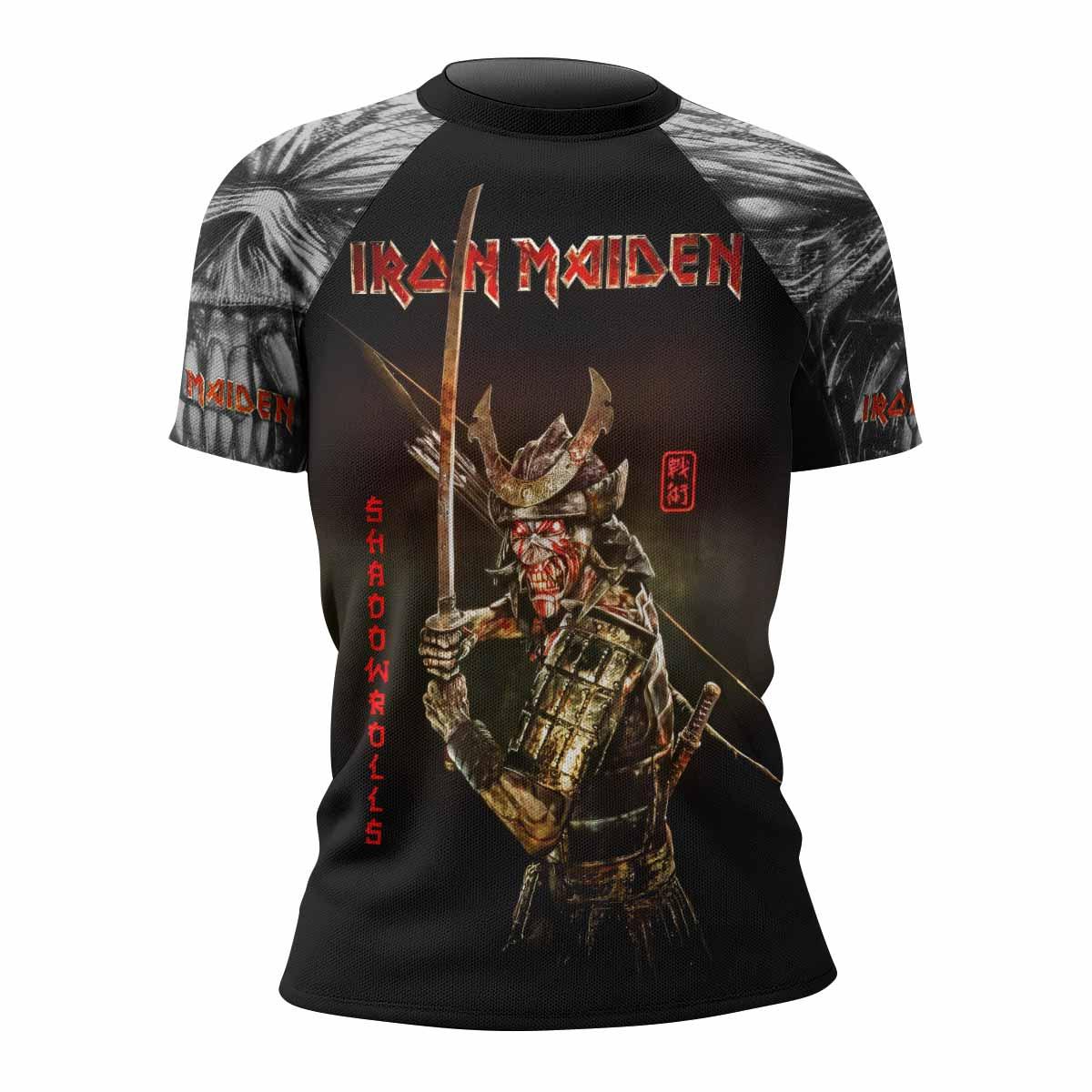 Iron Maiden Samurai Women's Rash Guard Short Sleeve - front view mockup