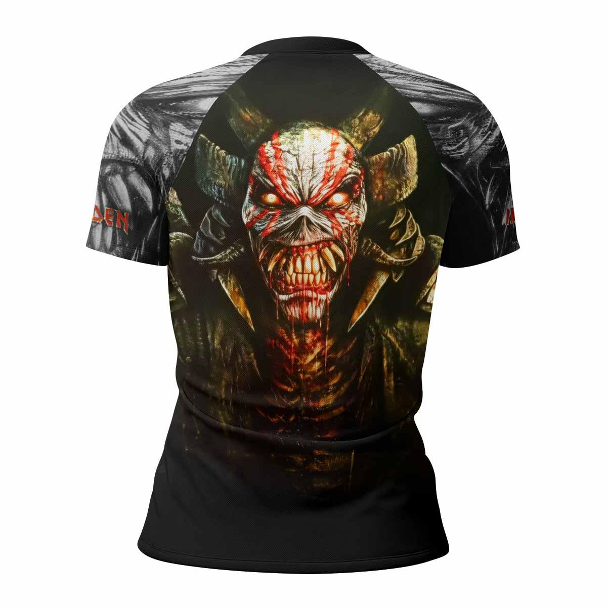 Iron Maiden Samurai Women's Rash Guard Short Sleeve - back view mockup