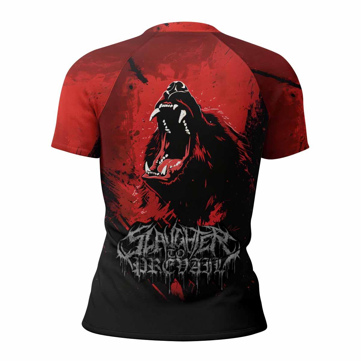 Slaughter to Prevail Bear Women's Rash Guard Short Sleeve - back view mockup