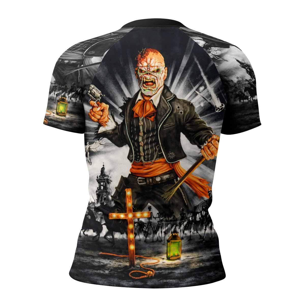 Iron Maiden Nights Of The Dead Women's Rash Guard Short Sleeve - back view mockup