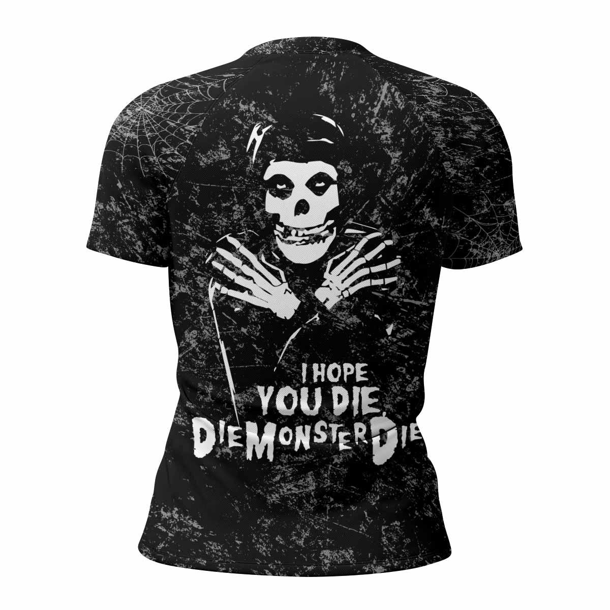 Misfits Die Monster Die Women's Rash Guard Short Sleeve - back view mockup