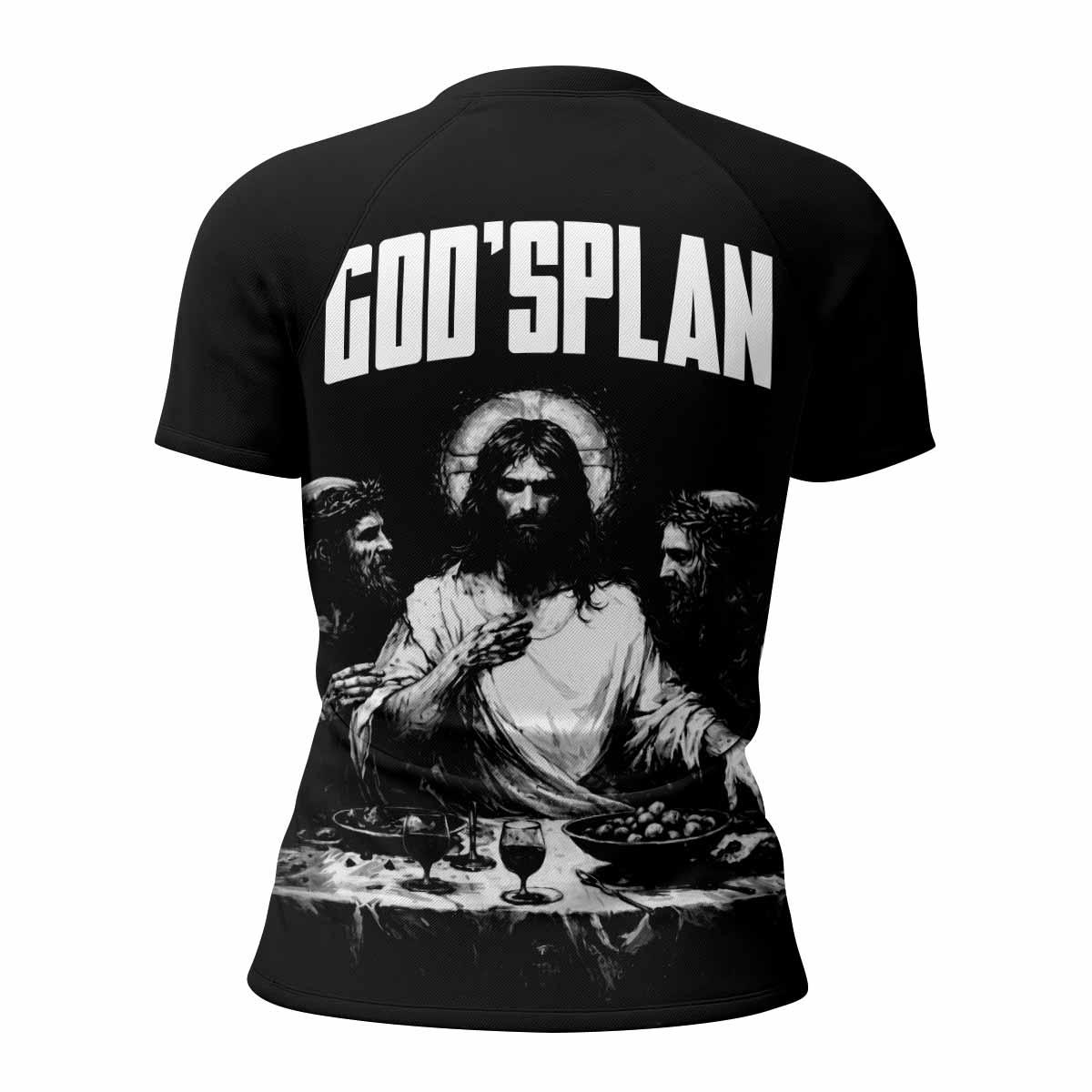 God's Plan Women's Rash Guard Short Sleeve - back view mockup