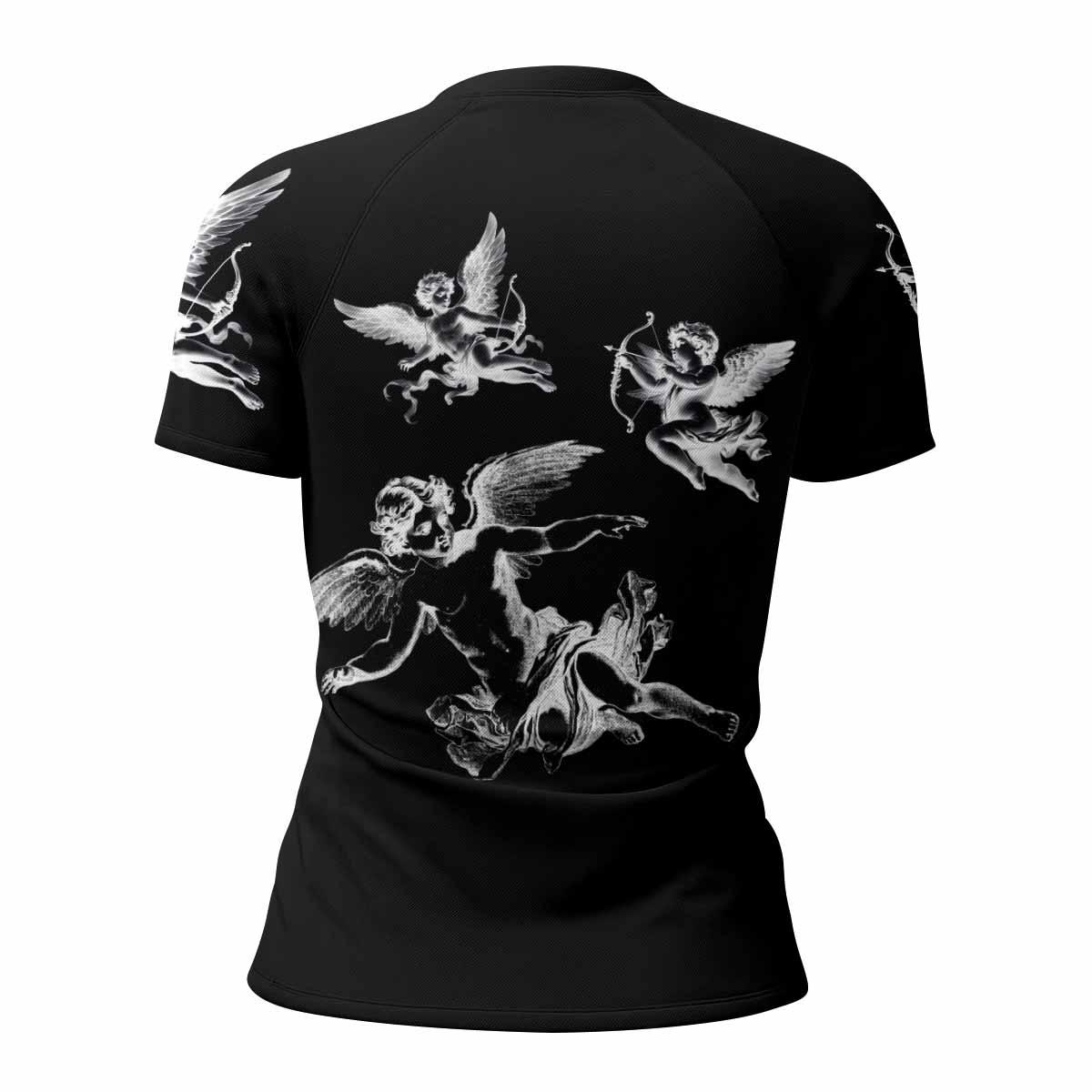 Angels of Solace Women's Rash Guard Short Sleeve - back view mockup