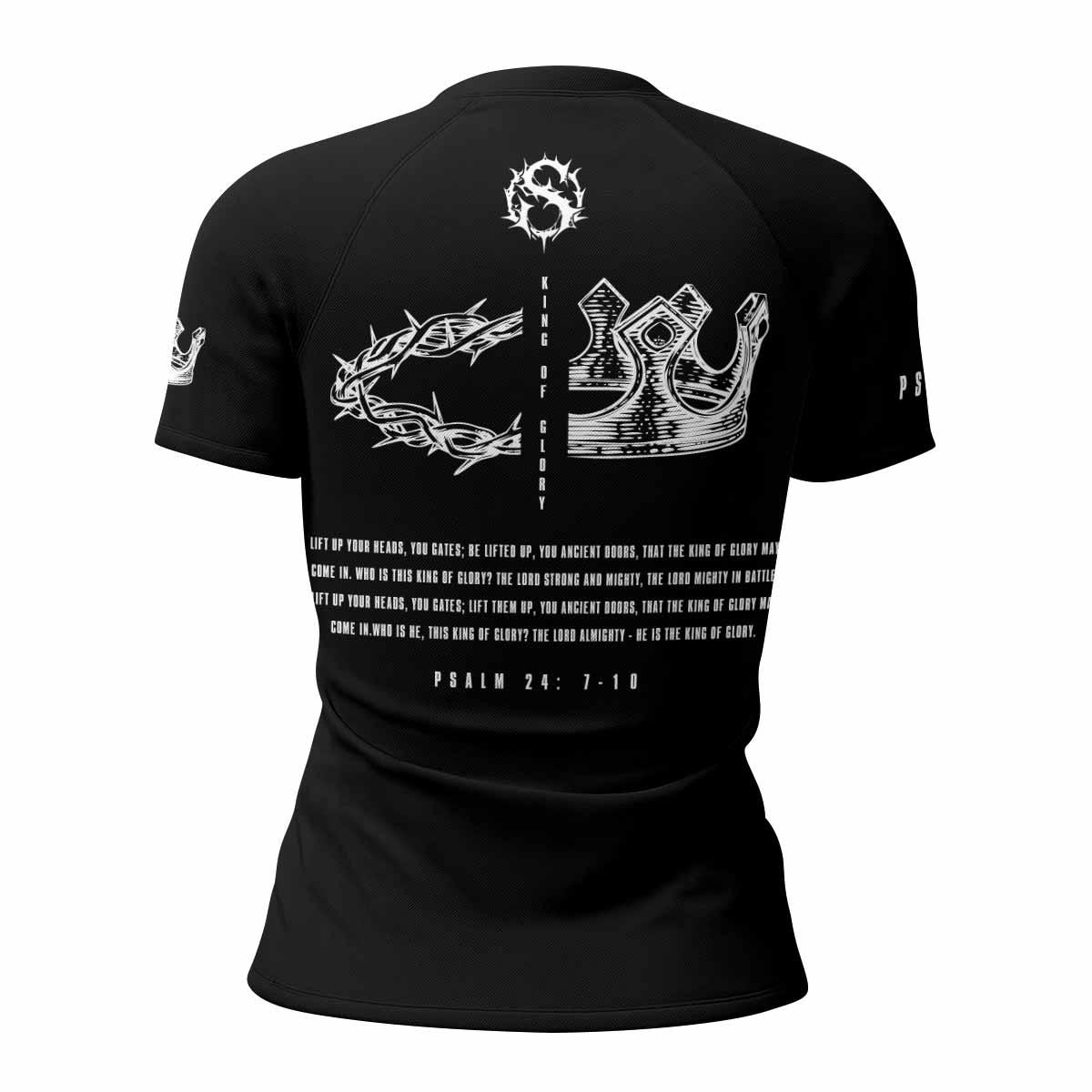 The King of Glory Women's Rash Guard Short Sleeve - back view mockup