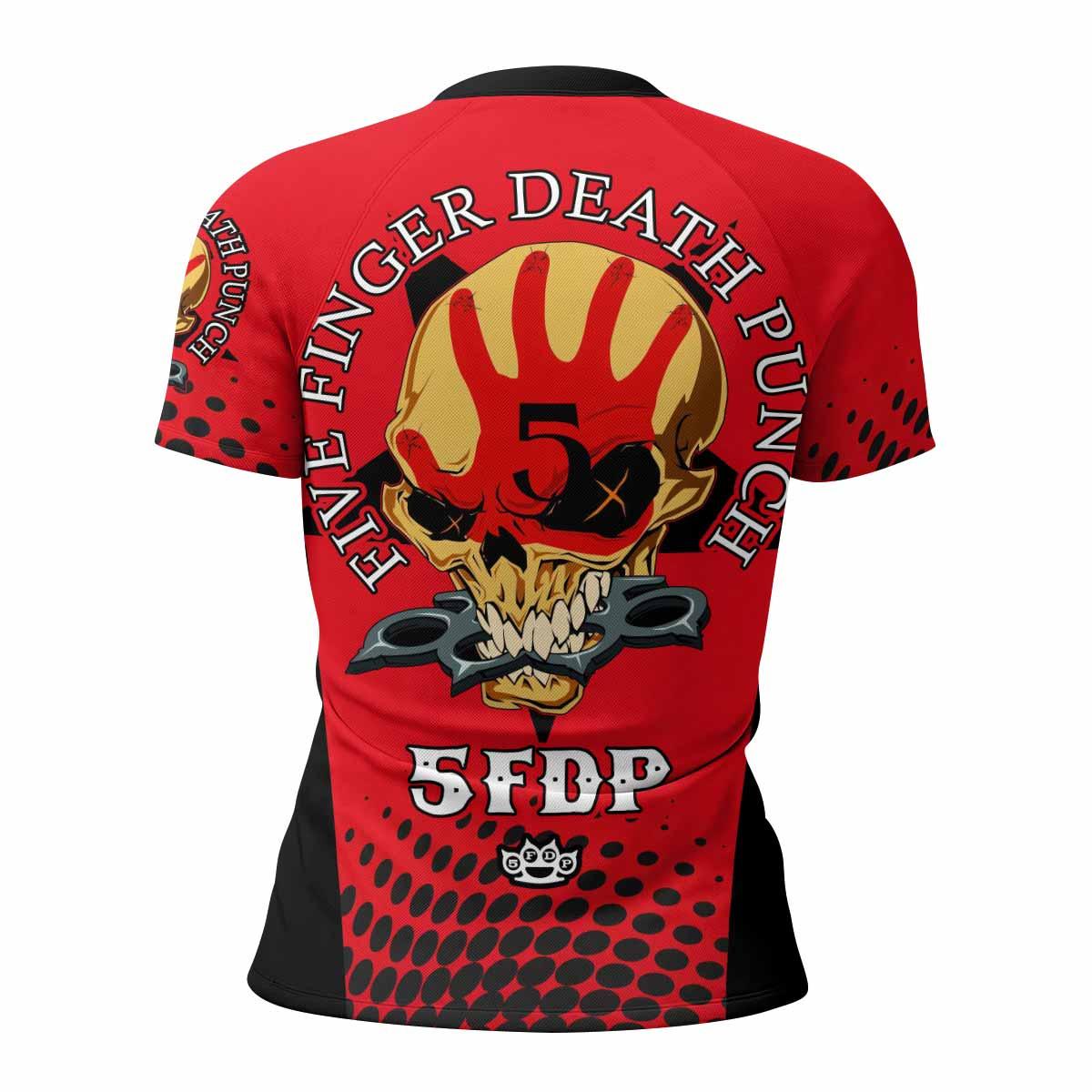Five Finger Death Punch 5FDP Women's Rash Guard Short Sleeve - back view mockup