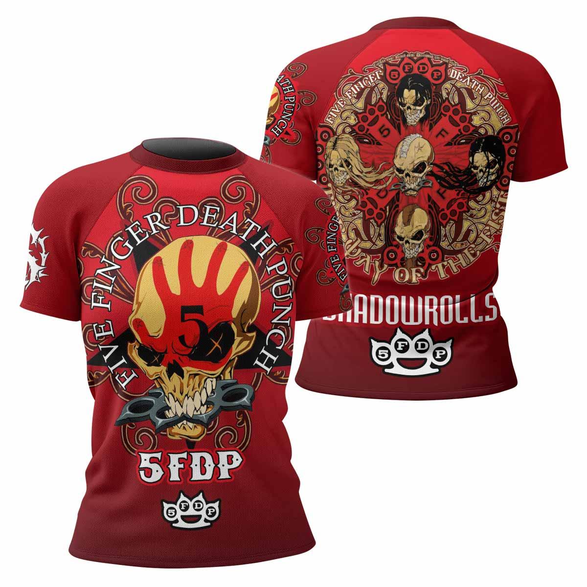5FDP Five Finger Death Punch Women's Rash Guard Short Sleeve - front and back view