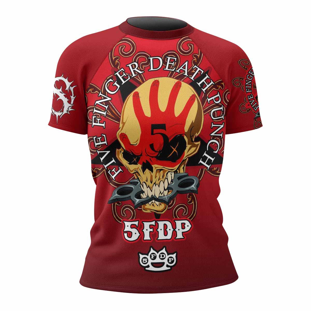 5FDP Five Finger Death Punch Women's Rash Guard Short Sleeve - front view mockup