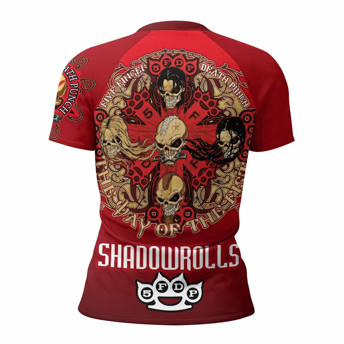 5FDP Five Finger Death Punch Women's Rash Guard Short Sleeve - back view mockup