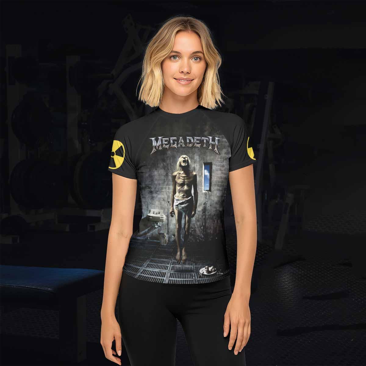 Megadeth Prison of Flesh Women's Rash Guard Short Sleeve - lifestyle view
