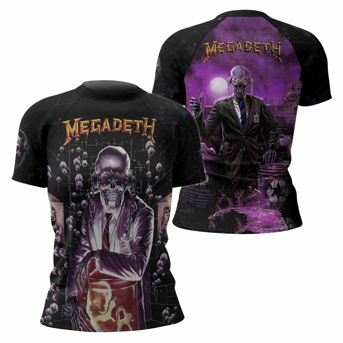 Megadeth Toxic Messiah Women's Rash Guard Short Sleeve - front and back view