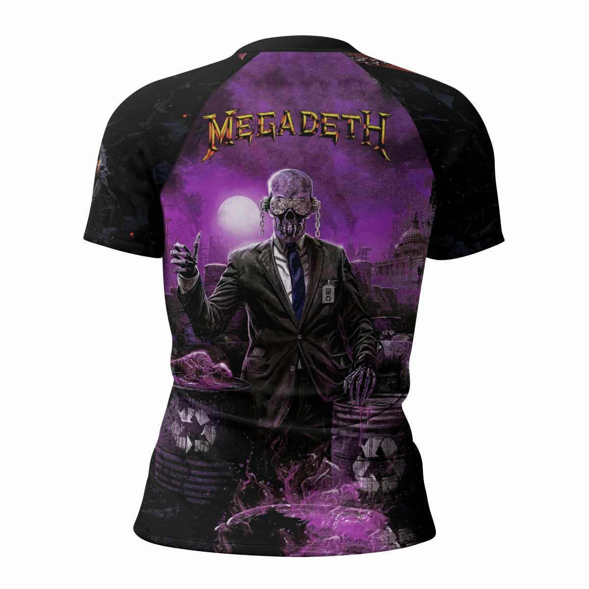 Megadeth Toxic Messiah Women's Rash Guard Short Sleeve - back view mockup