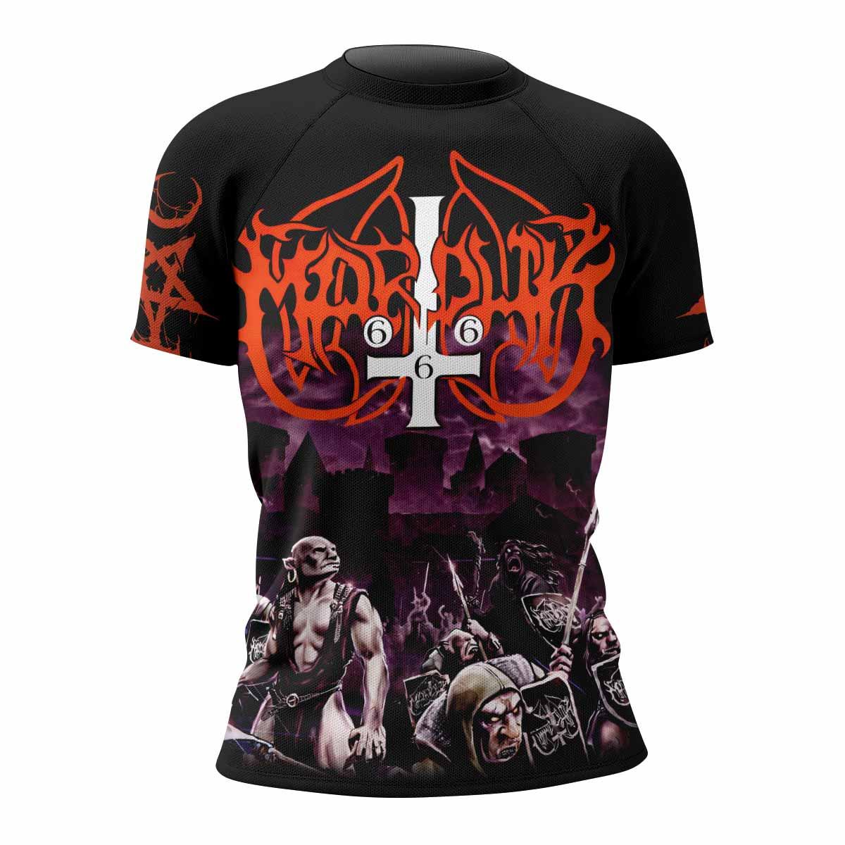 Marduk Heaven Shall Burn Women's Rash Guard Short Sleeve - front view mockup