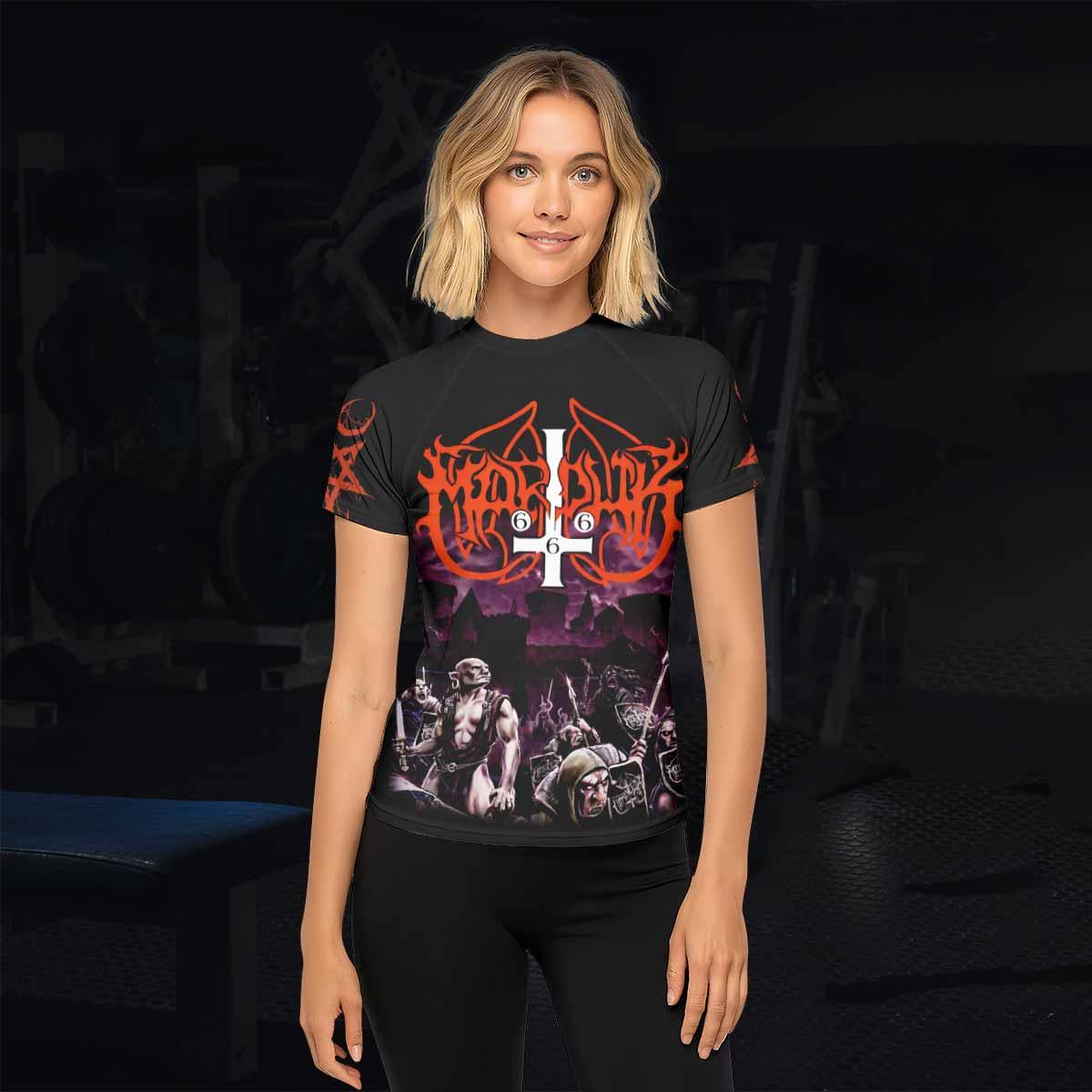 Marduk Heaven Shall Burn Women's Rash Guard Short Sleeve - lifestyle view