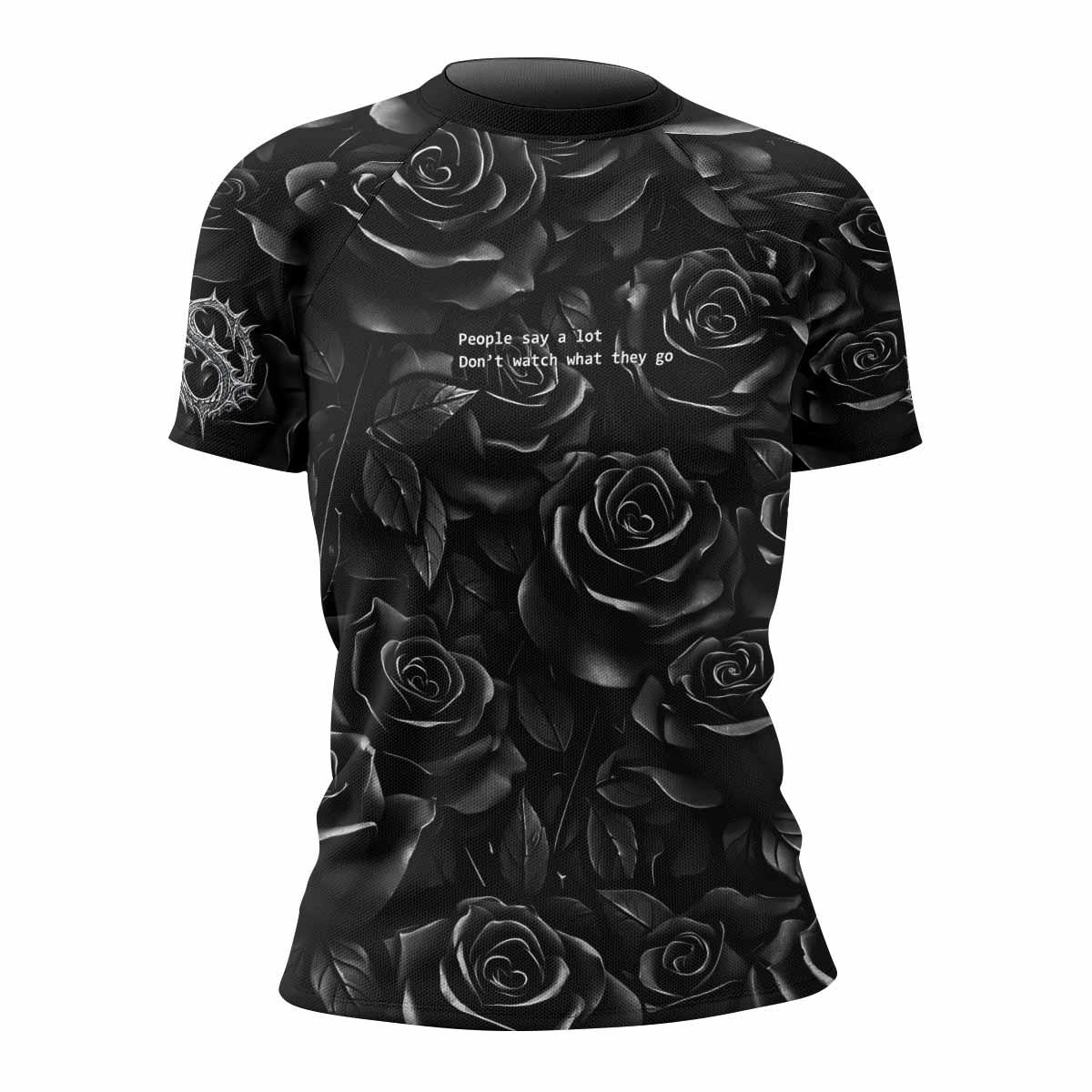 Pray for the Rave Women's Rash Guard Short Sleeve - front view mockup