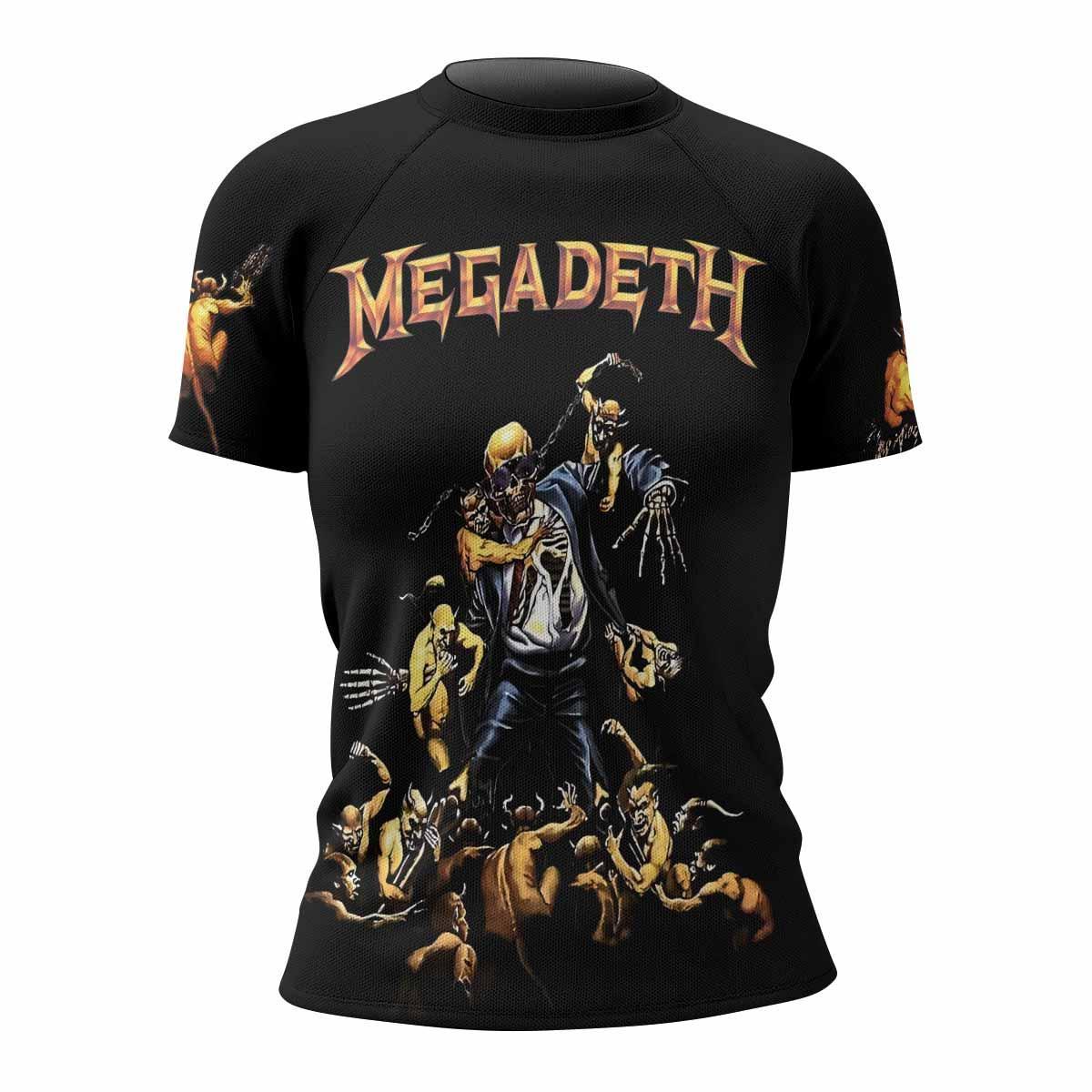 Megadeth Rash Guard Megadeth Holy Wars 991 Wild Oats Rash Guard | Compression Shirt ...