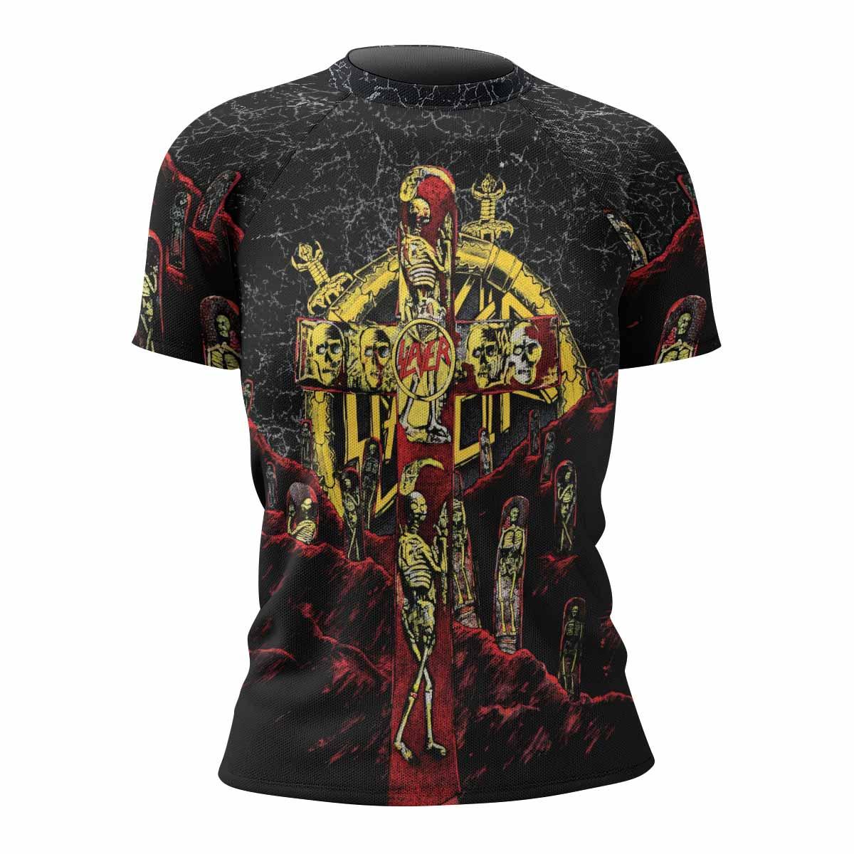 Vintage 1991 Slayer Women's Rash Guard Short Sleeve - front view mockup