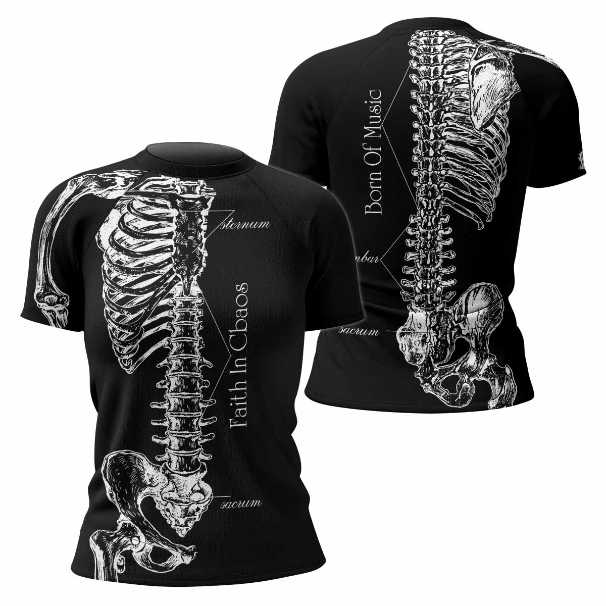 Faith In Chaos Skeleton Women's Rash Guard Short Sleeve - front and back view
