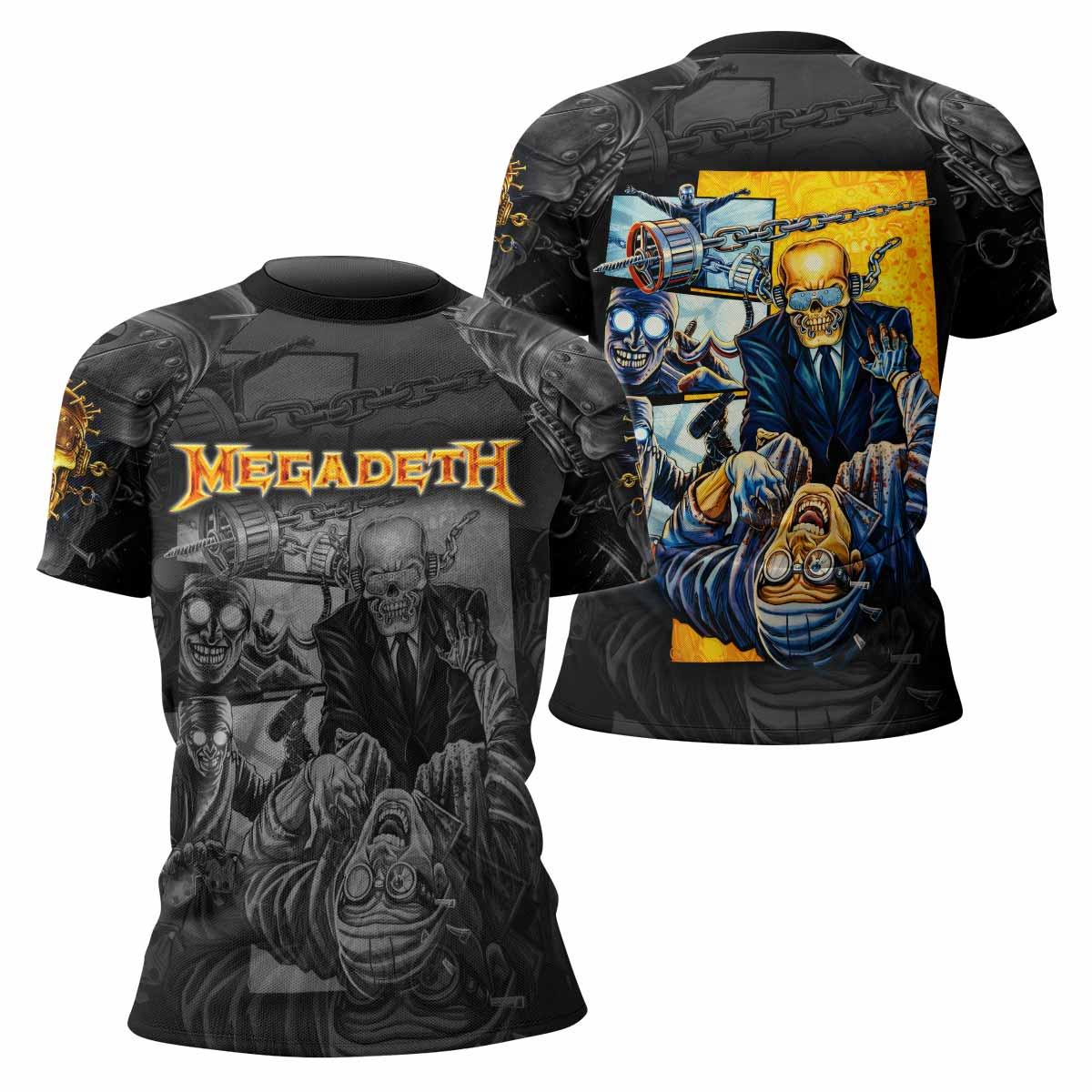 Megadeth Bloodstock Euro Tour Women's Rash Guard Short Sleeve - front and back view