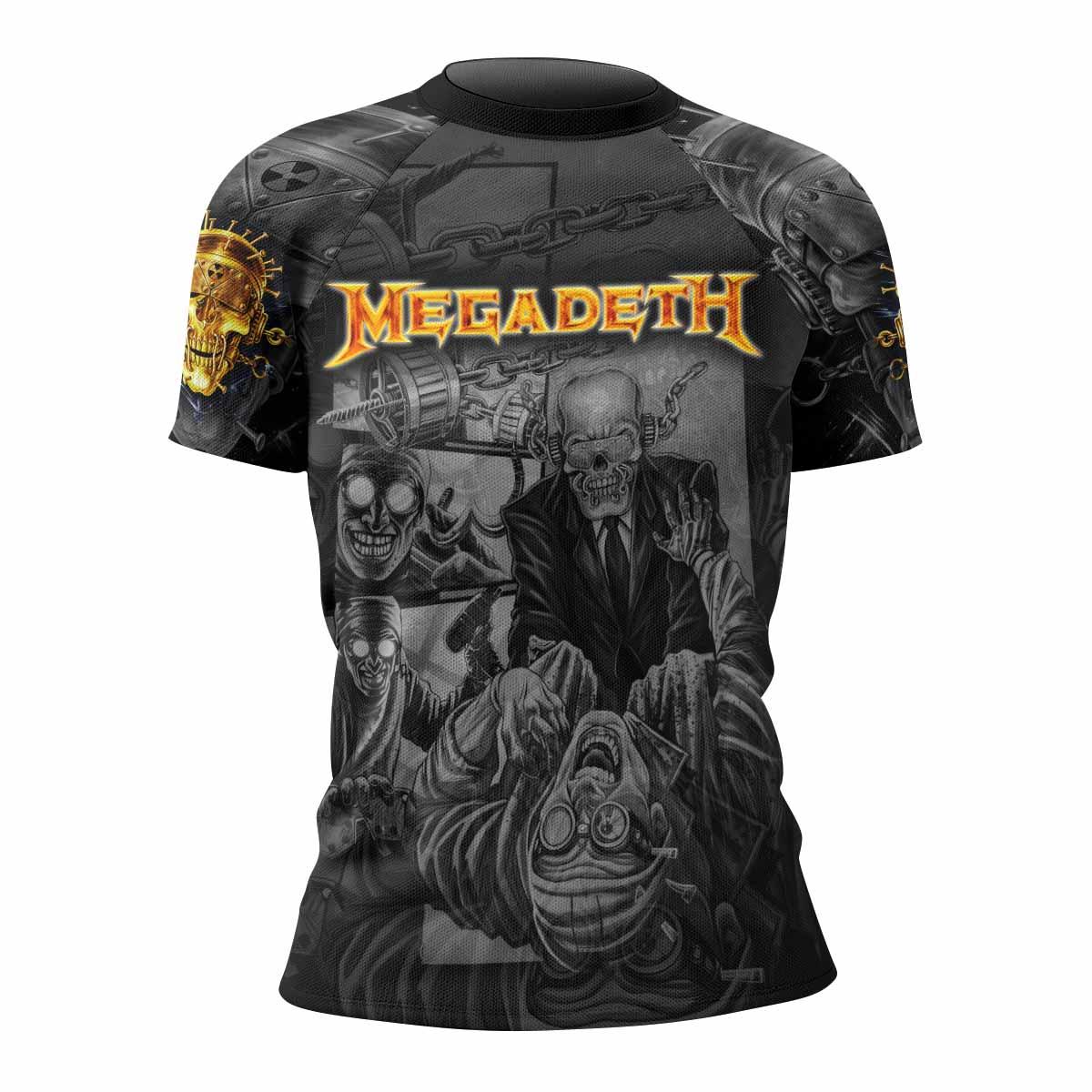 Megadeth Bloodstock Euro Tour Women's Rash Guard Short Sleeve - front view mockup