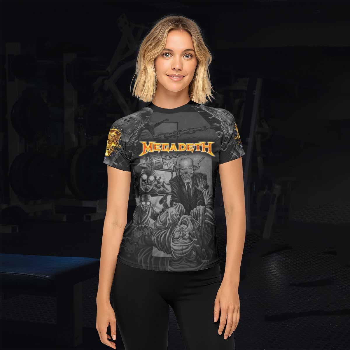 Megadeth Bloodstock Euro Tour Women's Rash Guard Short Sleeve - lifestyle view
