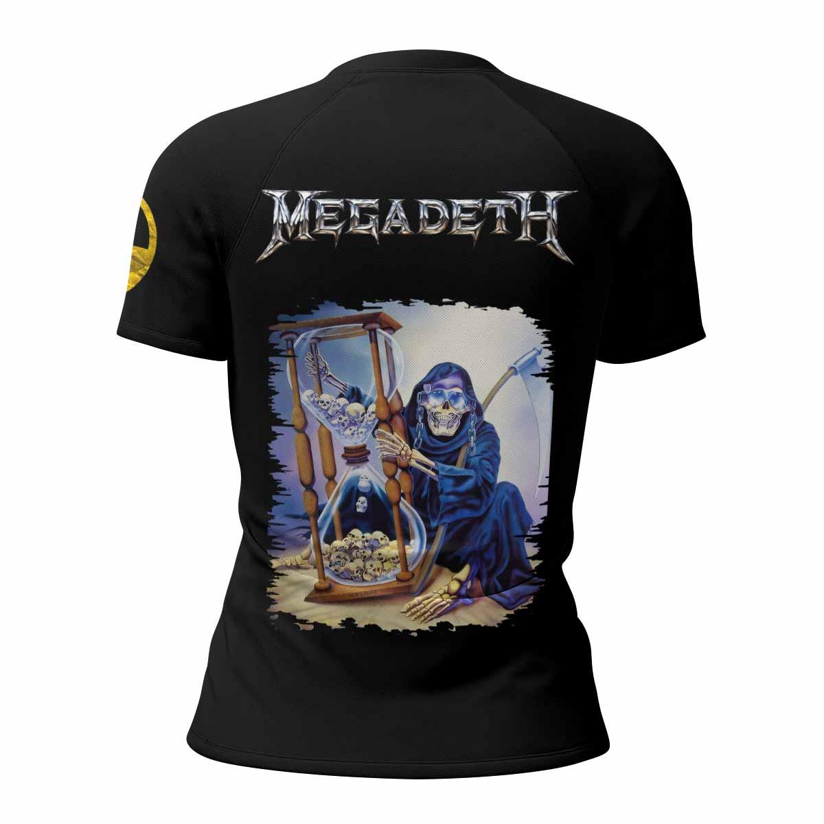 Megadeth Countdown to Submission Women's Rash Guard Short Sleeve - back view mockup